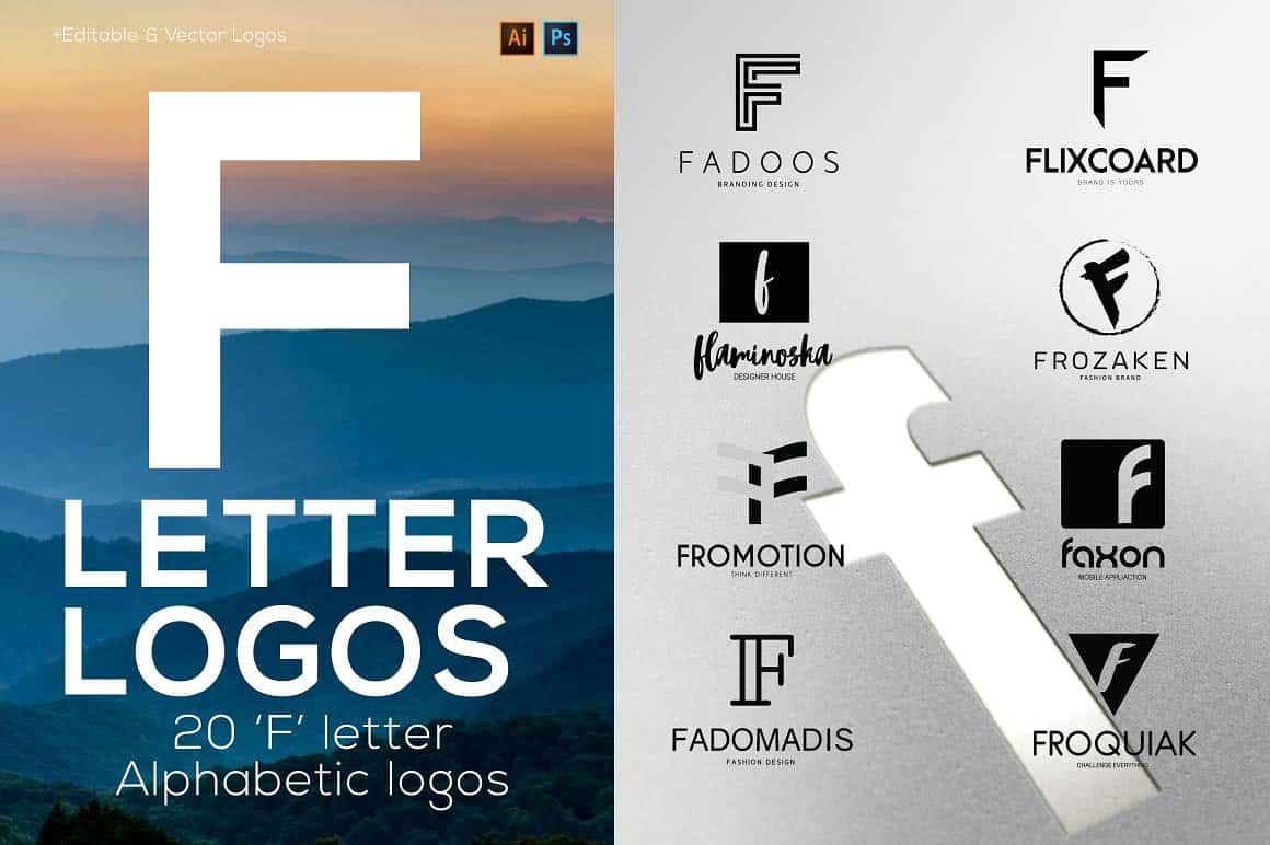 F Letter Alphabetic Logos