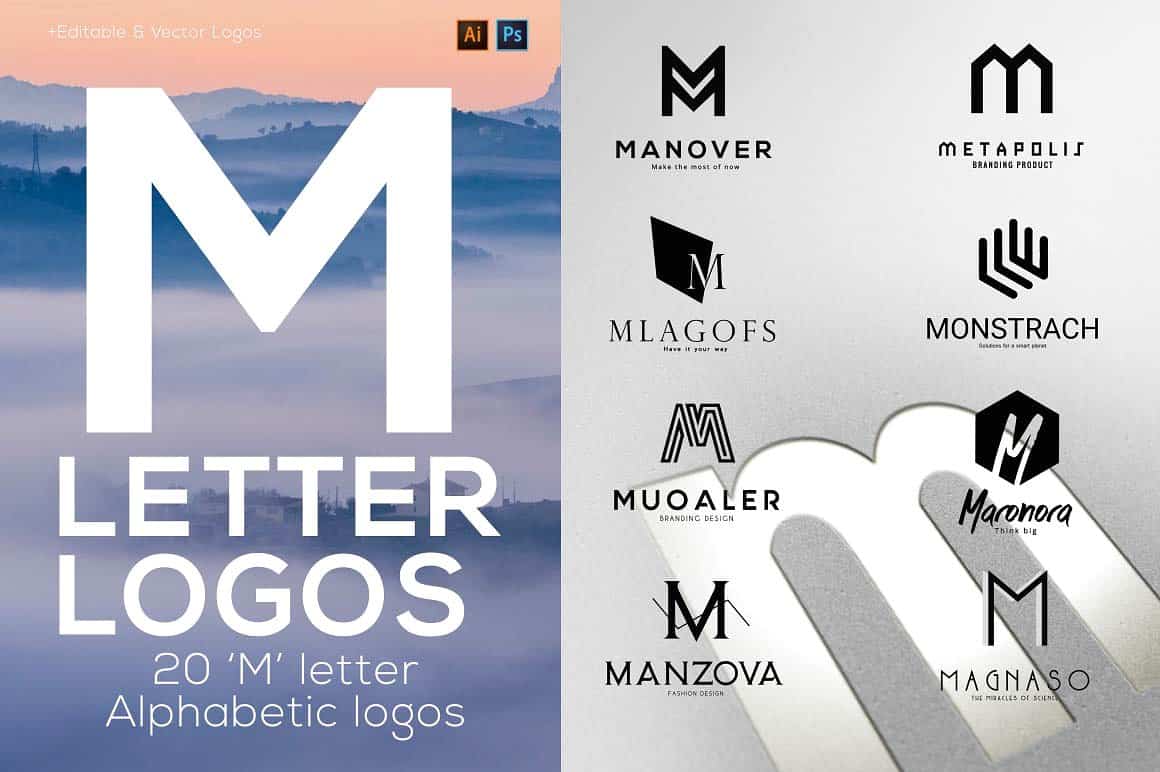 M Letter Alphabetic Logos