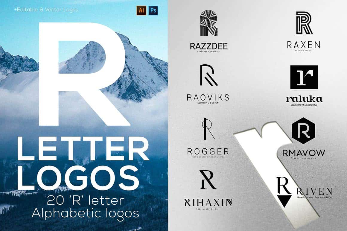 R Letter Alphabetic Logos