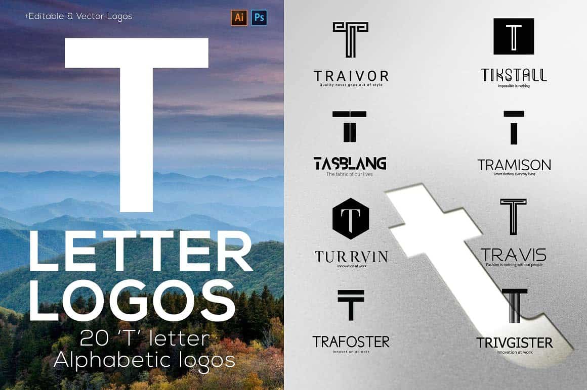 T Letter Alphabetic Logos