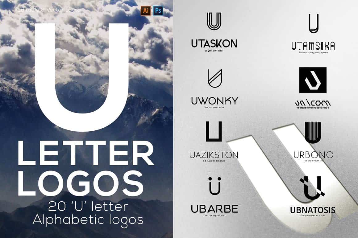 U Letter Alphabetic Logos