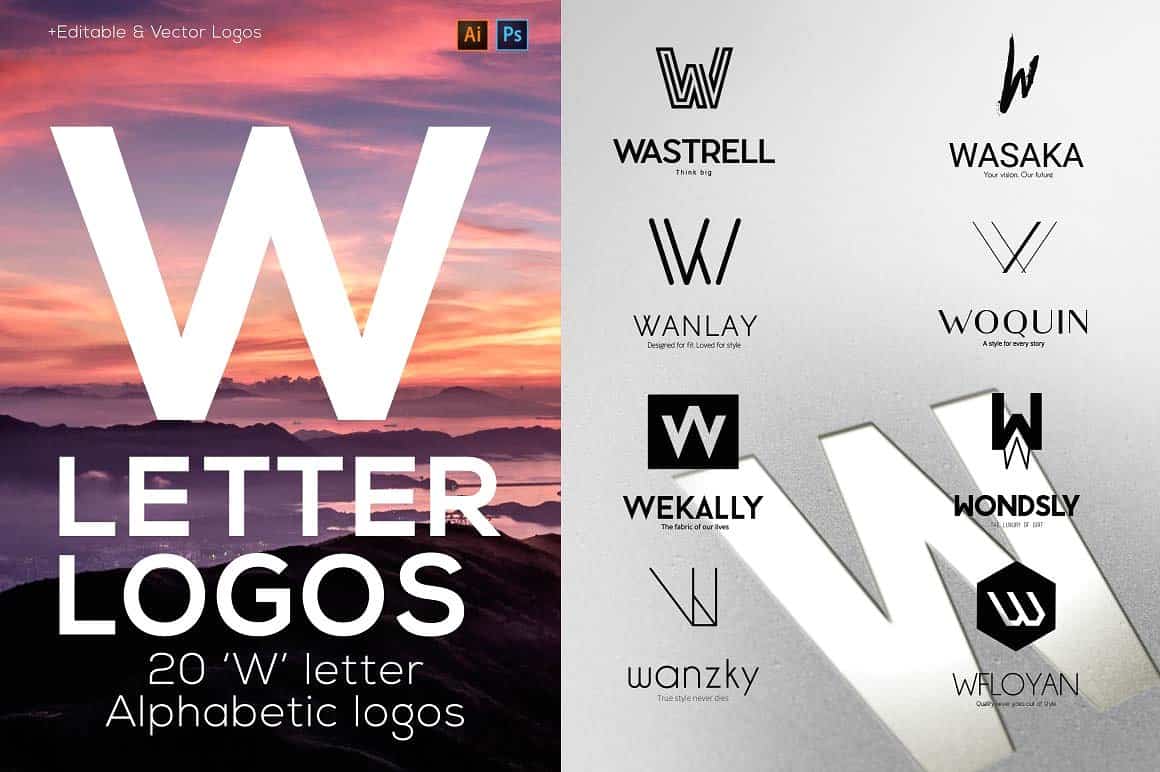 W Letter Alphabetic Logos